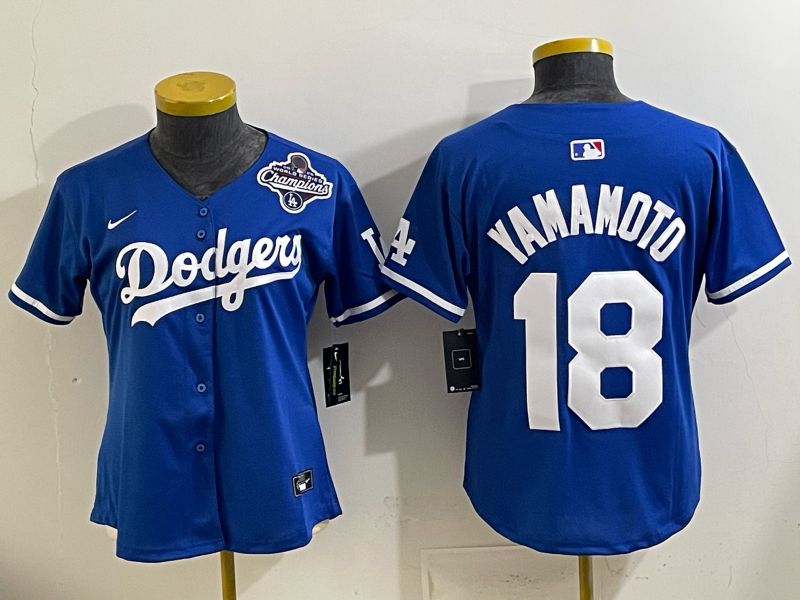 Women 2025 Los Angeles Dodgers #18 Yamamoto Blue Game Nike MLB Jersey style 0027
